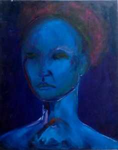 portrait female blue semi abstract.