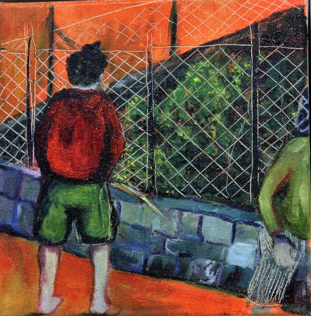 boys oil painting expressionist colour pissing