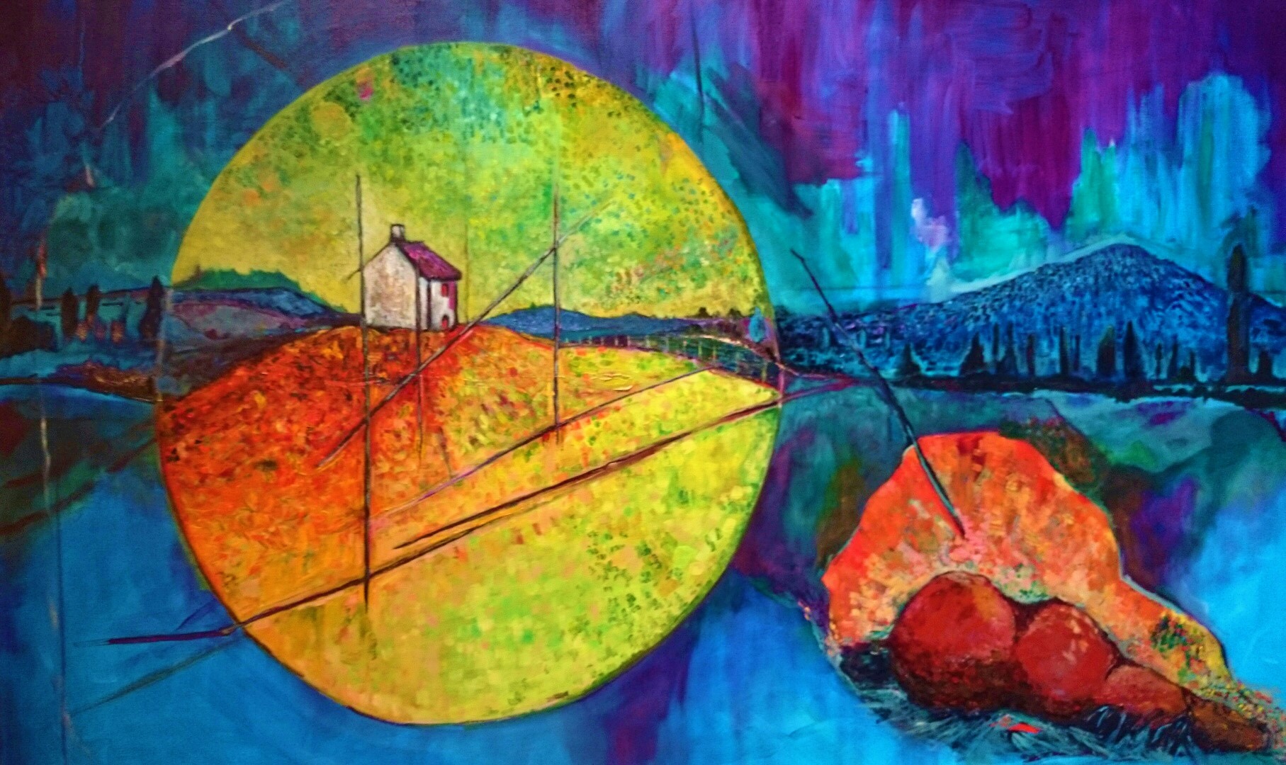 horse home grave story memory oil on canvas landscape nocturnal orb expressionist contrast