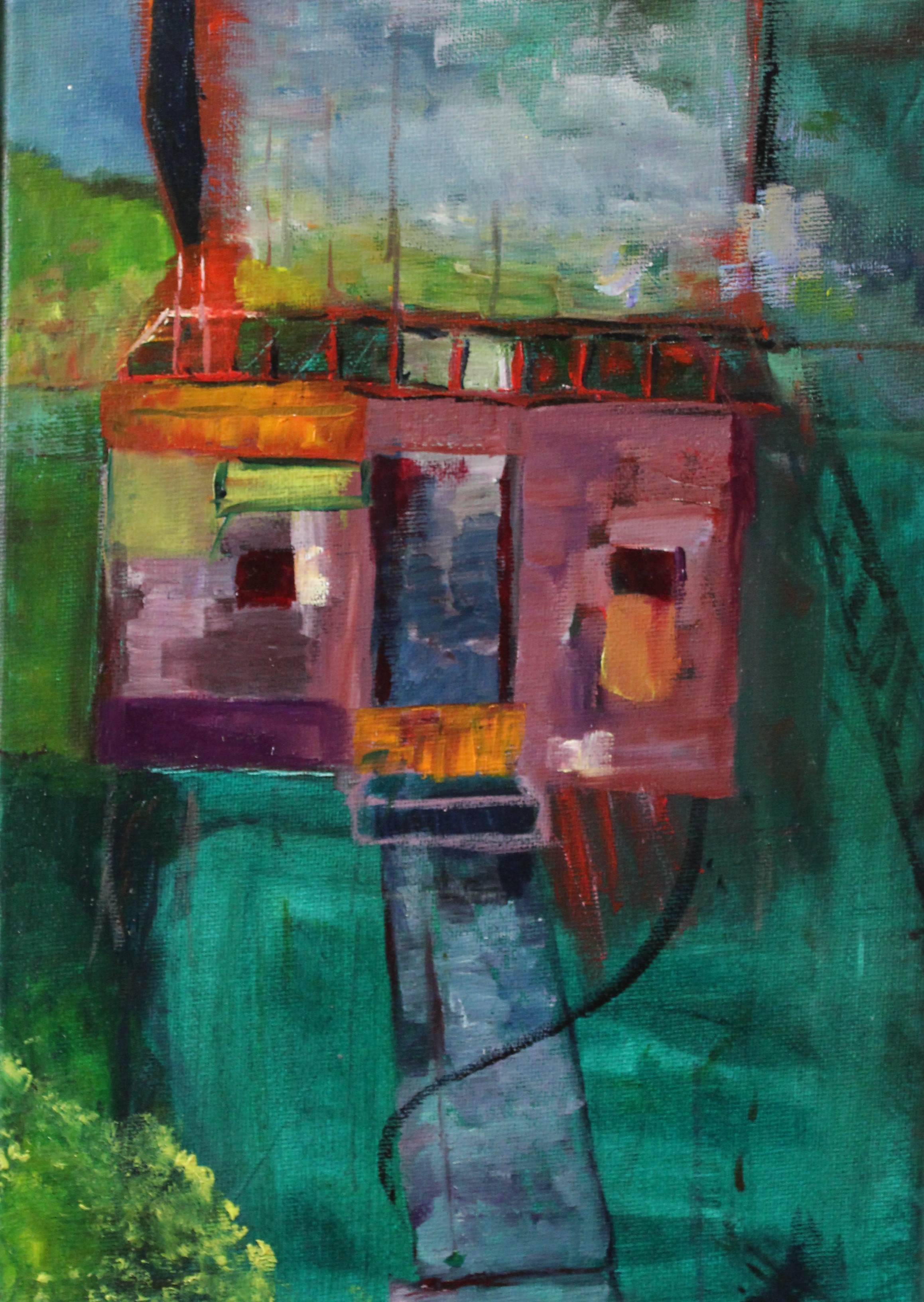 oil on linen, expressionist, colours, cubby house, treehouse, children, childhood, stories, painting,